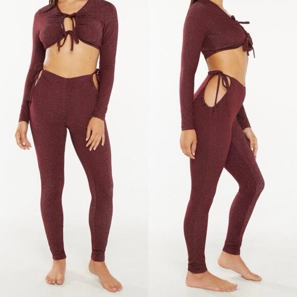 Savage X Fenty Rianna Sleep & Shine Set in Metallic Maroon - Picture 1 of 12
